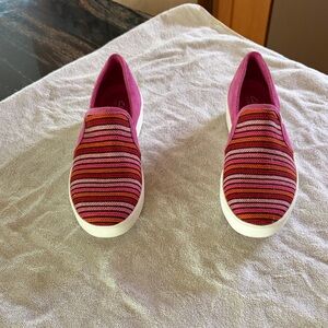 Clarks Pink and Red Striped Flats
